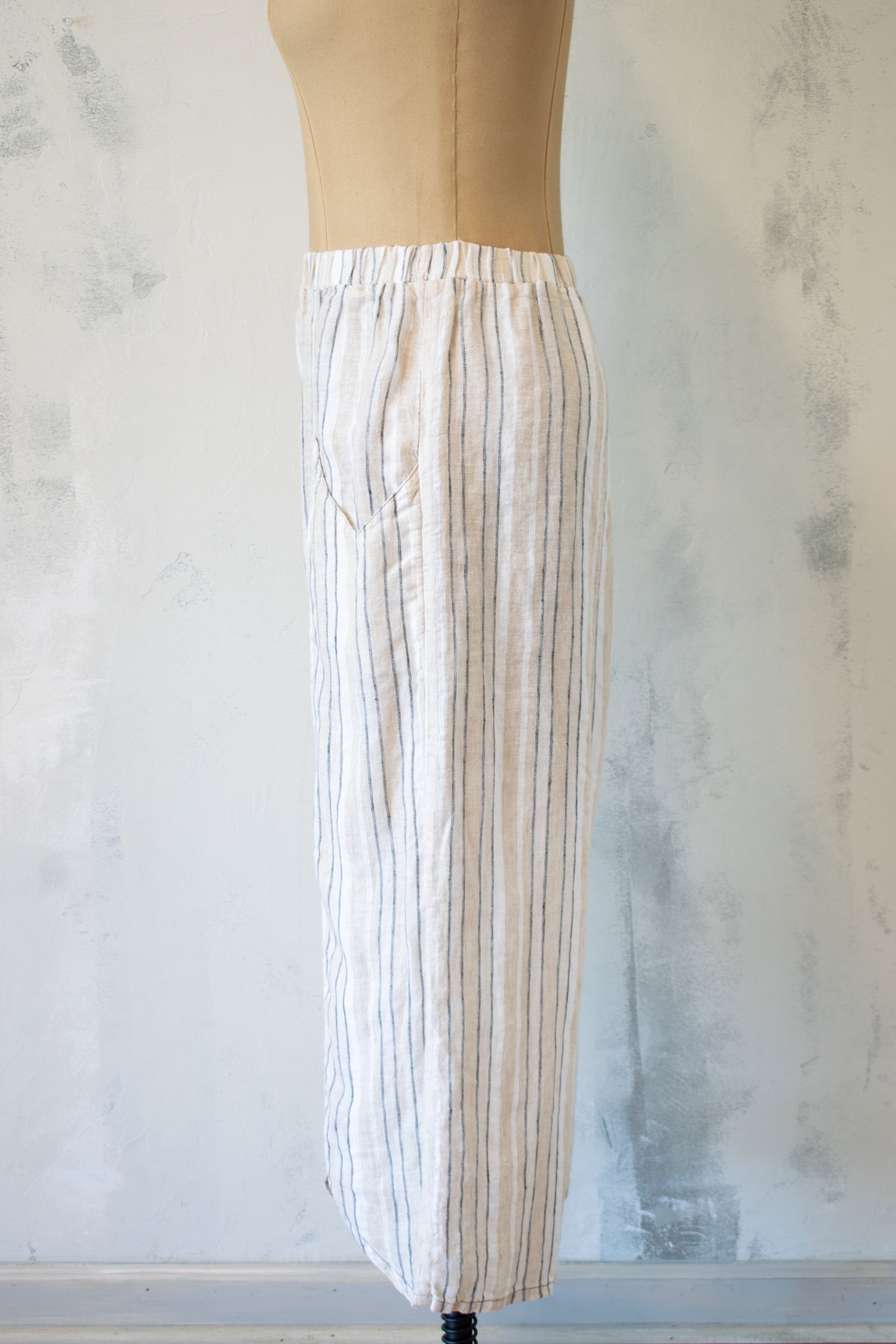 Cynthia Ashby Striped Linen Full Leg Pant
