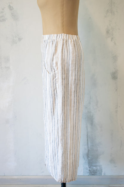 Cynthia Ashby Striped Linen Full Leg Pant