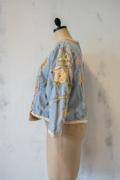 Magnolia Pearl; Embroidered Denim Short Jacket (Copy)