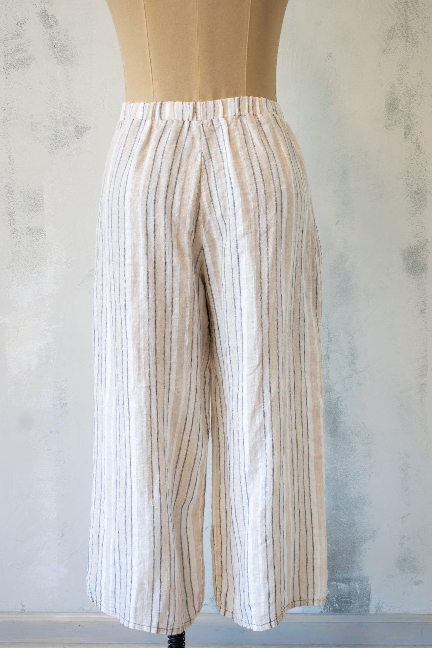 Cynthia Ashby Striped Linen Full Leg Pant
