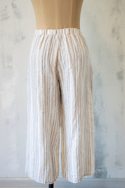 Cynthia Ashby Striped Linen Full Leg Pant
