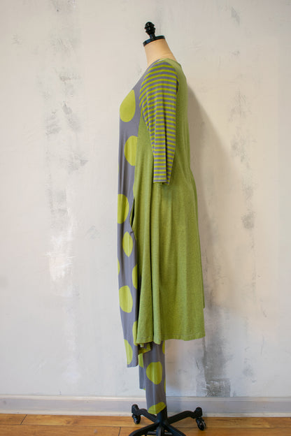 Alembika; Stripe and Dot Tunic in Lime and Grey