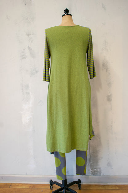 Alembika; Stripe and Dot Tunic in Lime and Grey