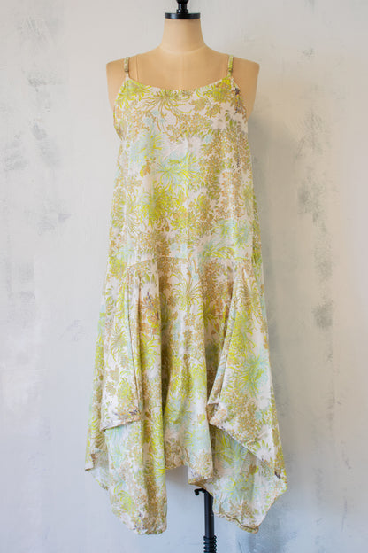 Krista Larson; Long Pinwheel Slip in Yellow Floral Woven Print