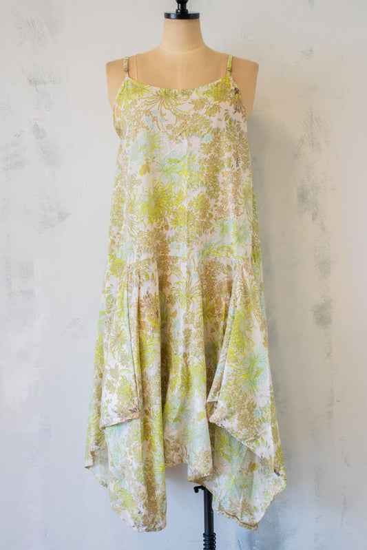 Krista Larson; Long Pinwheel Slip in Yellow Floral Woven Print