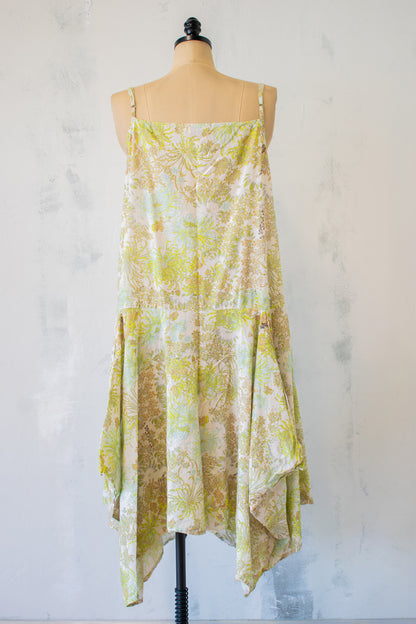 Krista Larson; Long Pinwheel Slip in Yellow Floral Woven Print
