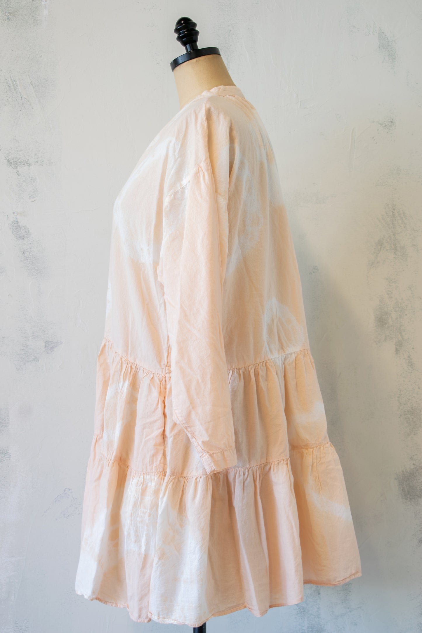 Krista Larson; Ruffle Tunic in Peach Shibori