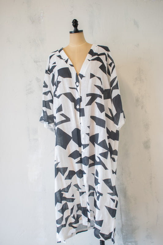 Lotus Eater; Linen Kaftan w Back Cut Out