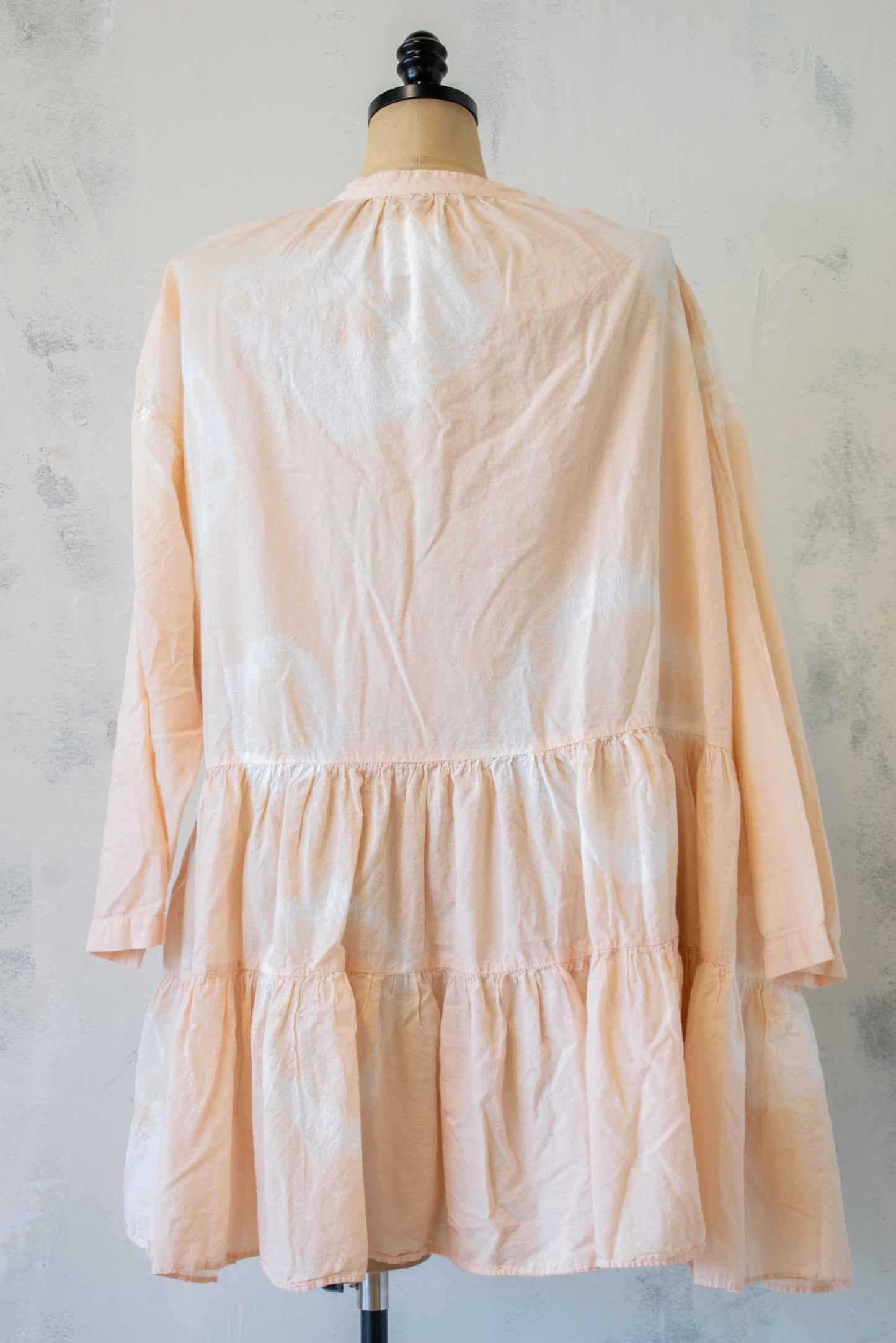 Krista Larson; Ruffle Tunic in Peach Shibori