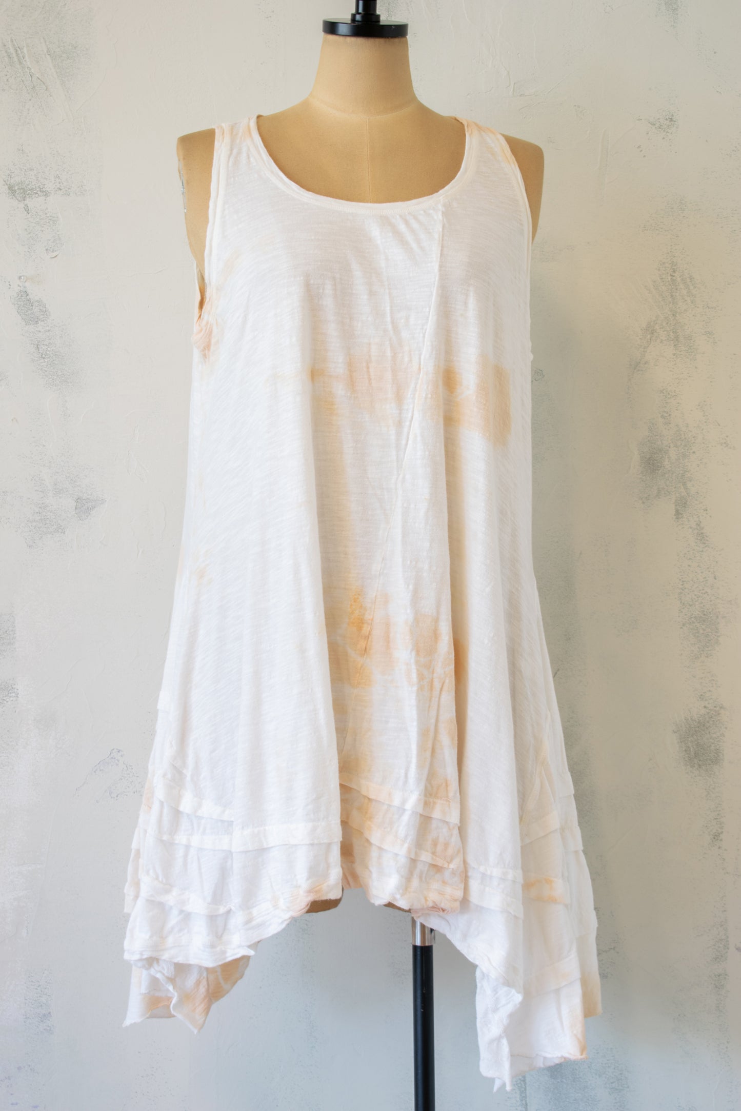 Krista Larson; Ruffle Tank in Shibori Peach