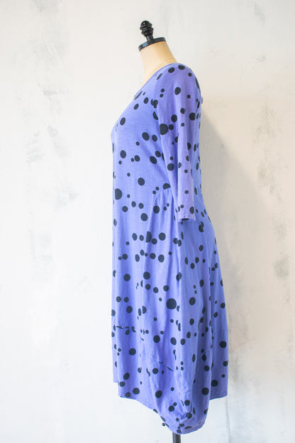 Prairie Cotton; Periwinkle Polka Dot Balloon Dress