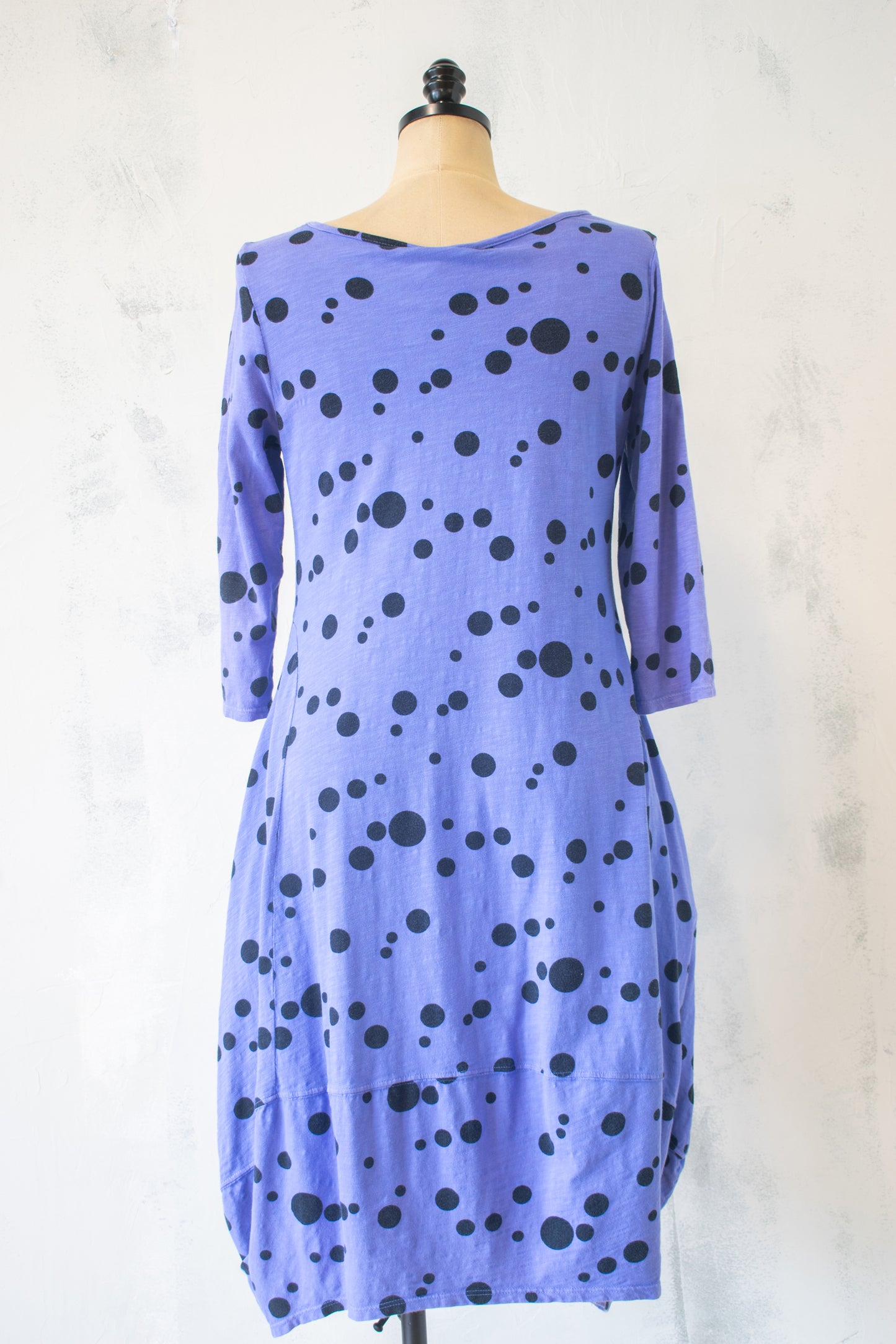 Prairie Cotton; Periwinkle Polka Dot Balloon Dress