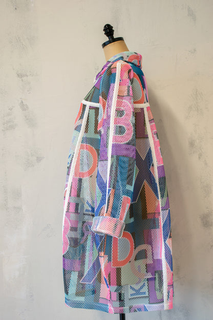 NY77; Printed Macro Mesh Coat