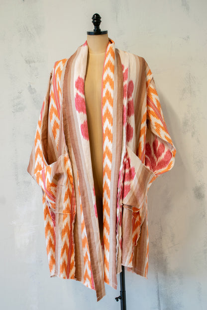 Krista Larson; Billowy Coat in Ikat Cotton/Ramie