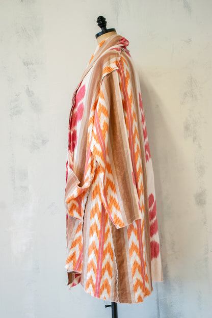 Krista Larson; Billowy Coat in Ikat Cotton/Ramie