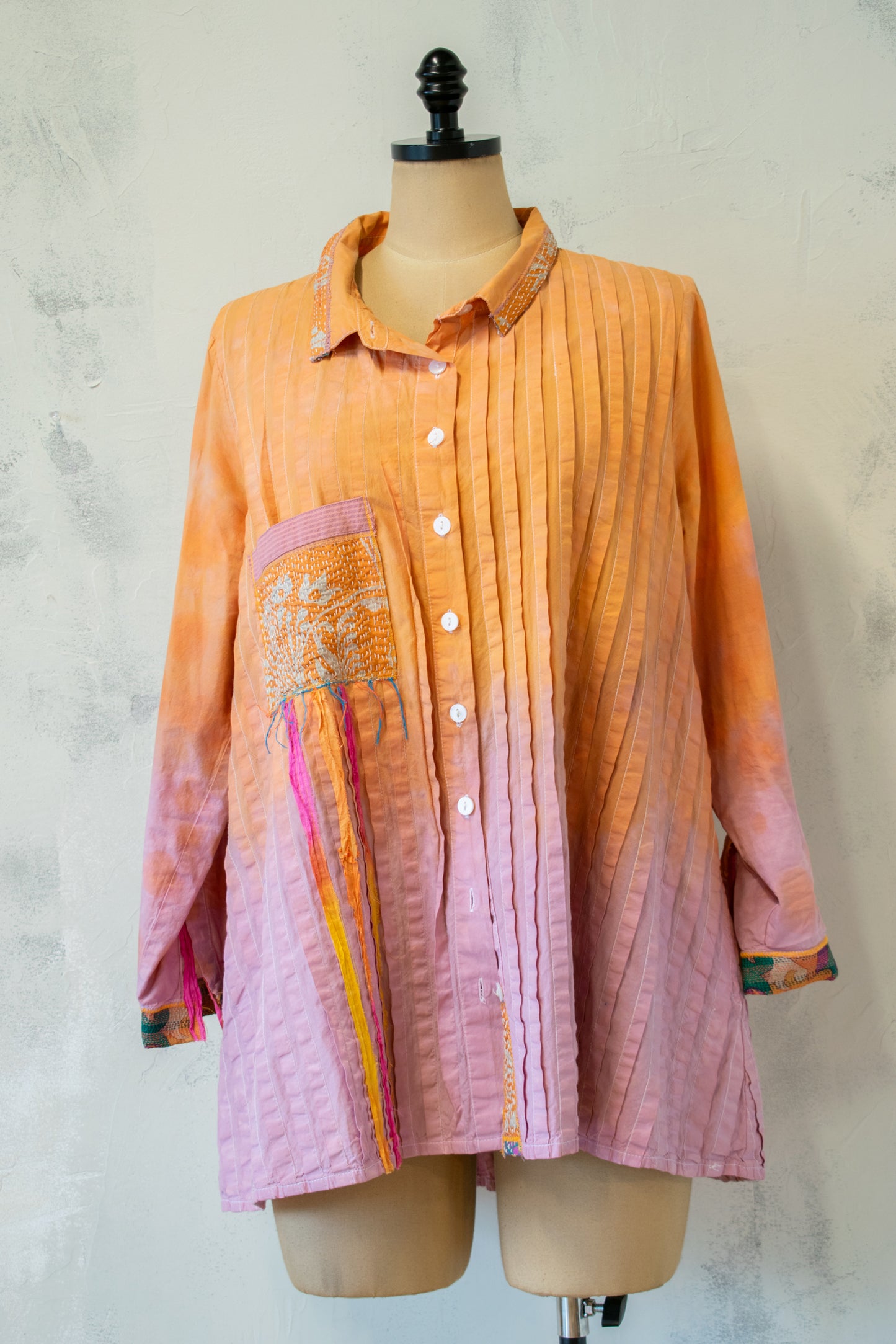 Roots and Wings; Dip Dyed Button Up