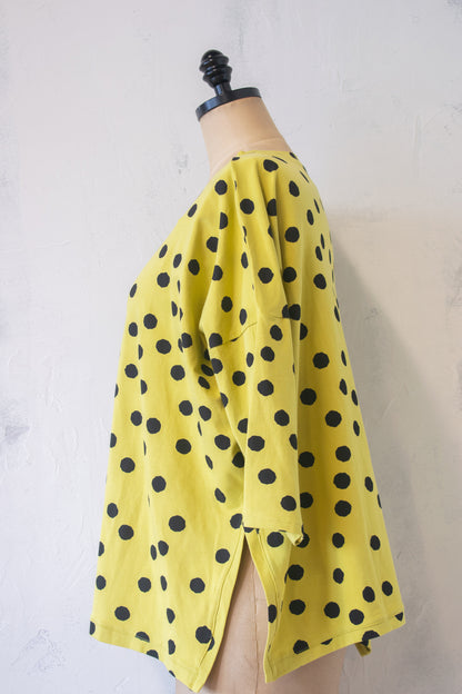 MxM; Pima Cotton Top in Chartreuse Polka Dot