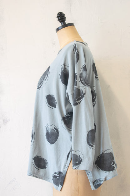 MxM; Pima Cotton Top in Grey Blue Circles