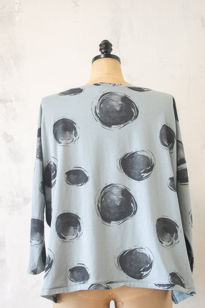 MxM; Pima Cotton Top in Grey Blue Circles