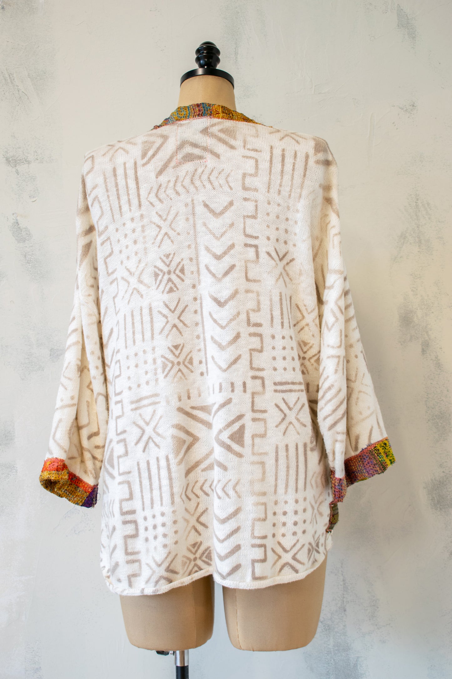 Roots and Wings; Hand-Painted Sweater with Appliqué Pocket