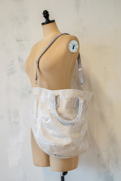 Papucei Cream and Silver Painted Handbag