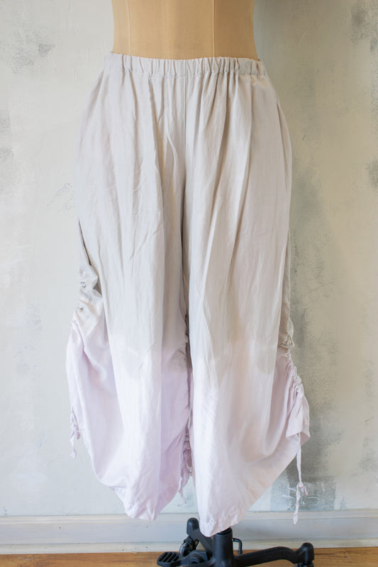 Krista Larson; Dip Dyed Stormy Pant with Side Hem Gathers and Ties