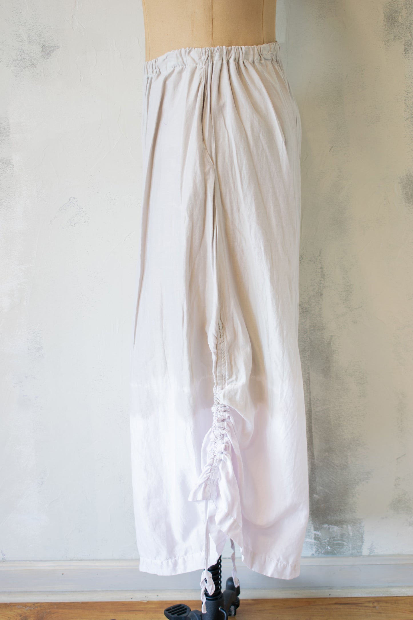 Krista Larson; Dip Dyed Full Pant with Side Hem Gathers and Ties