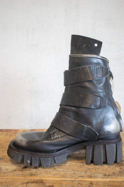 AS98; NWT; Hamish Boot in Distressed Black with Silver
