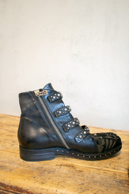 A.S. 98; Cut Leather and Steel Buckle Boot
