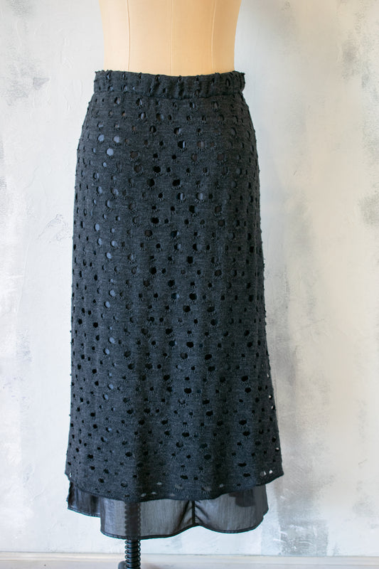 Ozai n Ku; Eyelet Knit Skirt Over Lining
