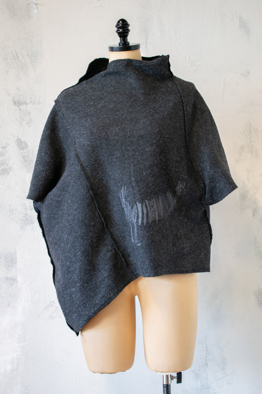 Luukaa; Wool Blend Topper with Dog Drawing