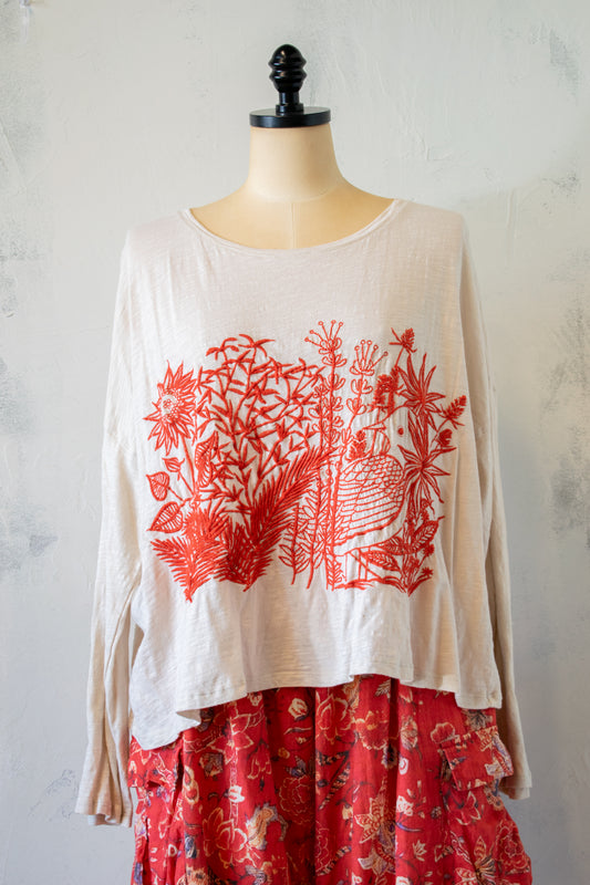 Krista Larson; Embroidered Crop Tee