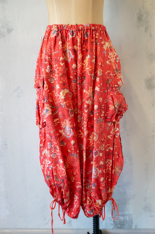 Krista Larson; Printed Linen Cargo Pant