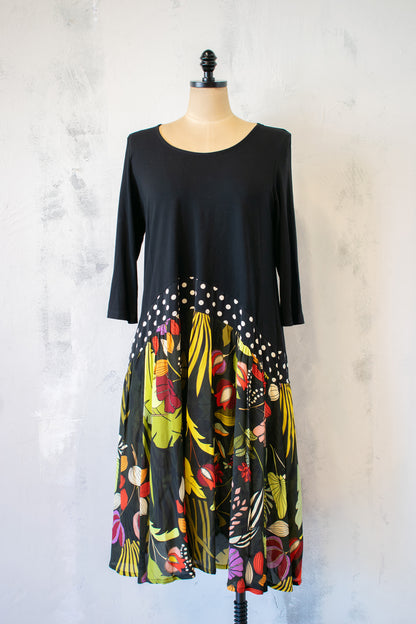 Alembika; Floral and Black Dress