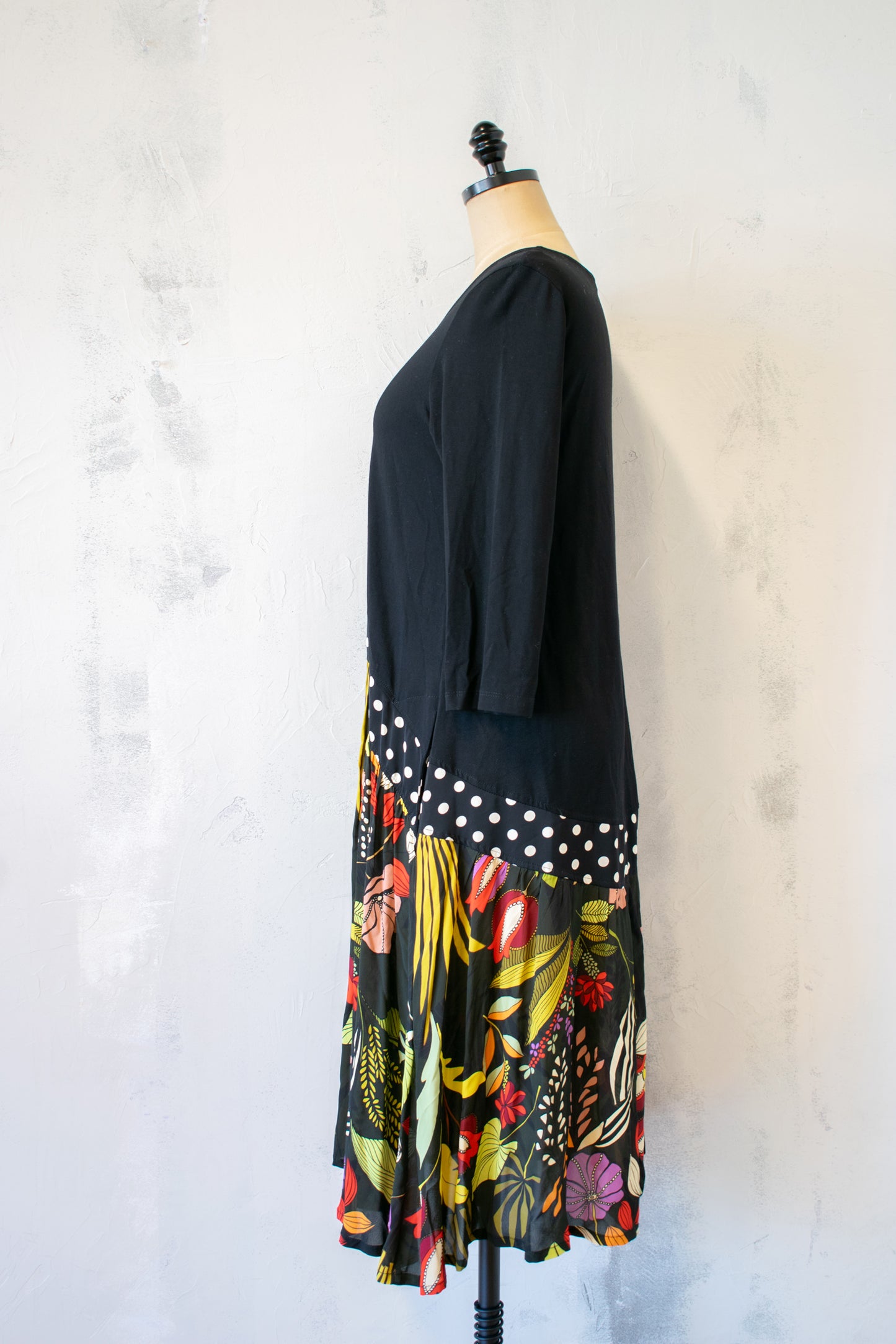Alembika; Floral and Black Dress