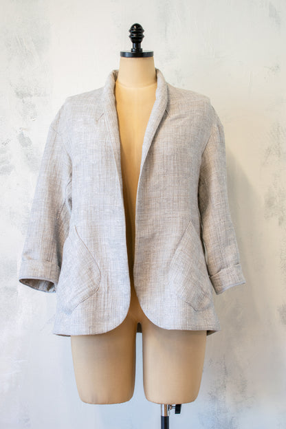 Anarkh; Linen Blazer, Shawl Open Front