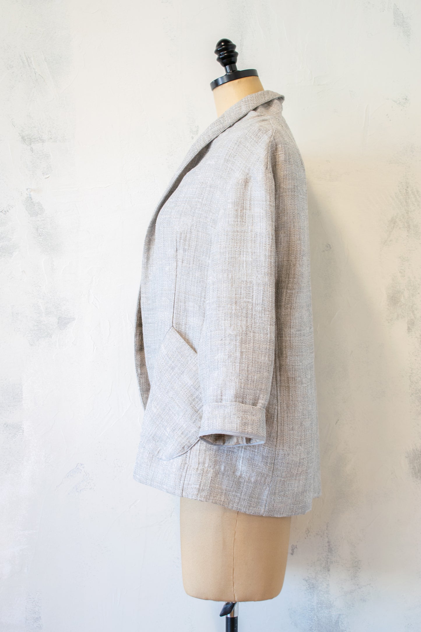Anarkh; Linen Blazer, Shawl Open Front
