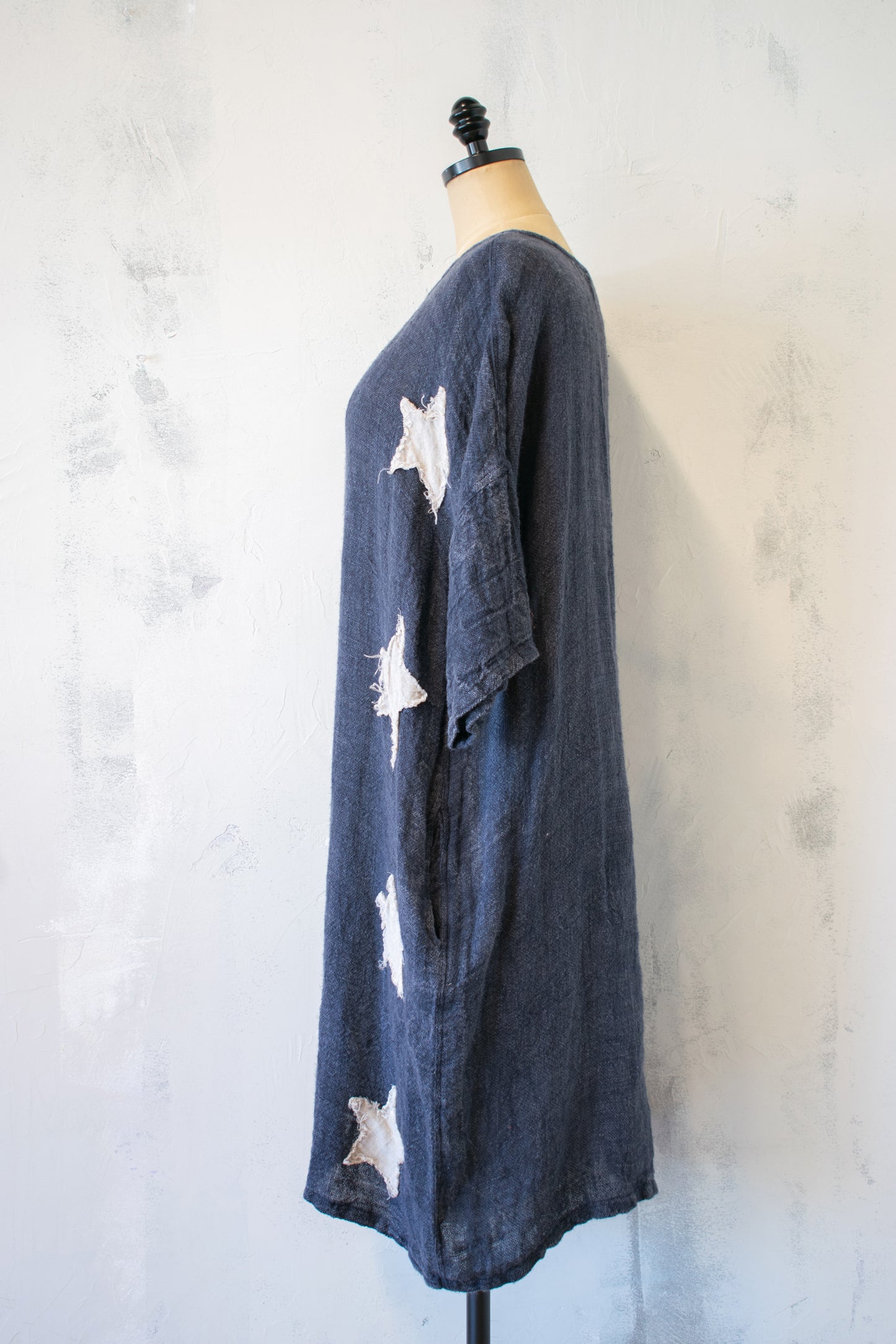 Paper Lace; Linen Tunic Dress with Appliqué Stars