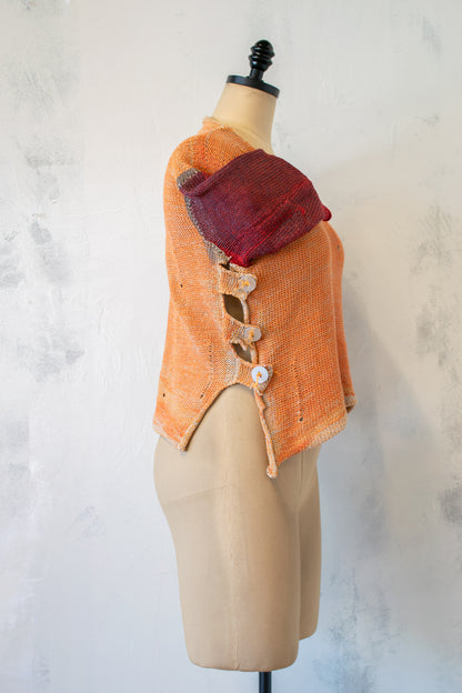 SKIF; Orange Sweater with Button Side