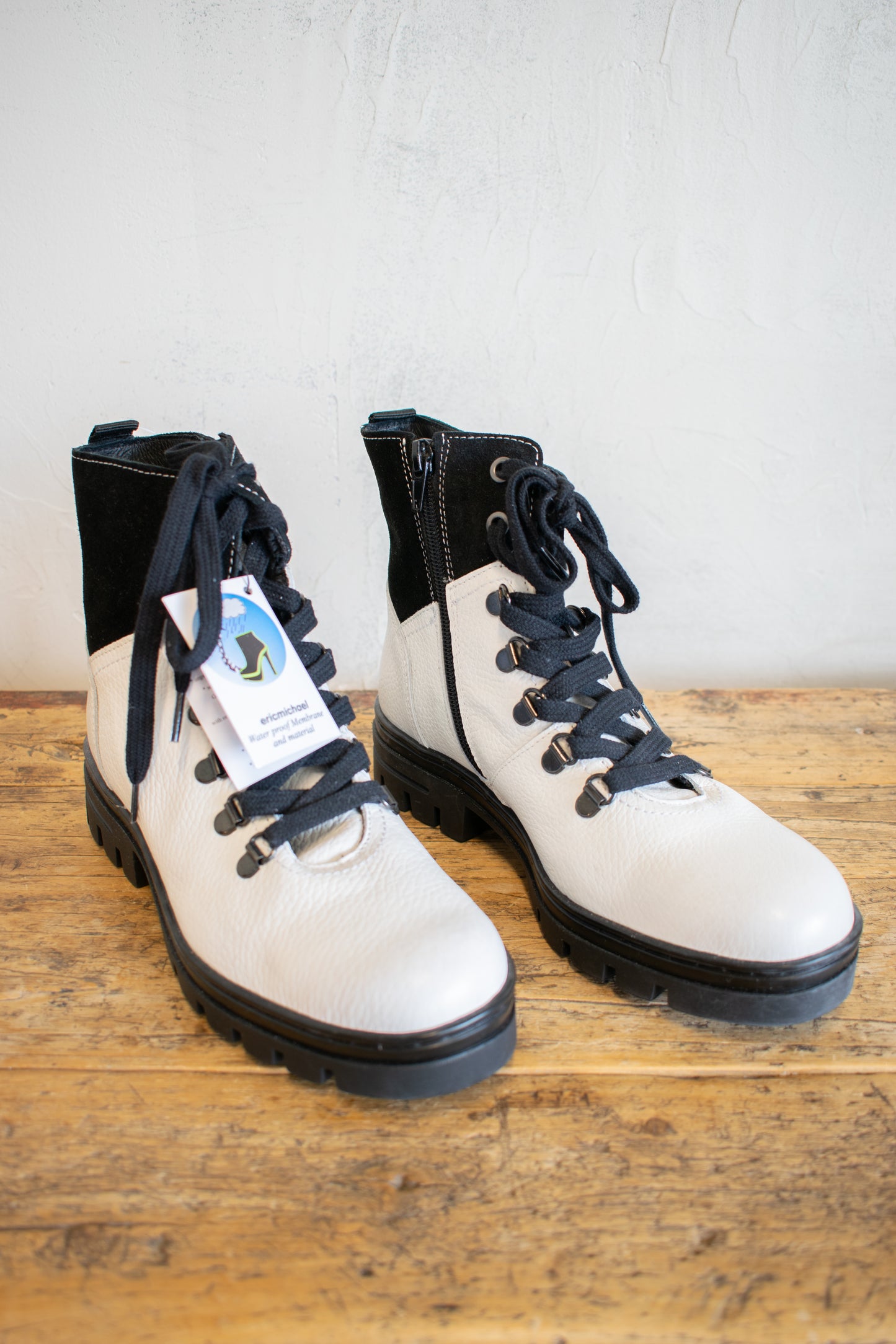 Eric Michael; Black and White Lace Up Boot
