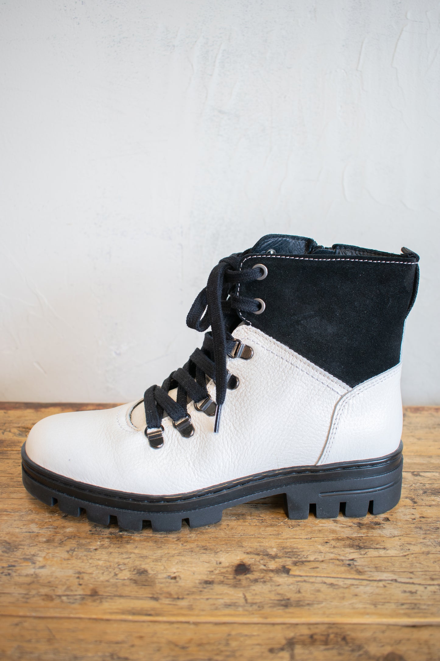 Eric Michael; Black and White Lace Up Boot