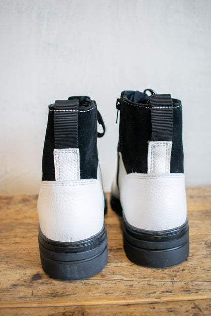 Eric Michael; Black and White Lace Up Boot