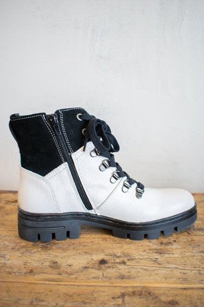 Eric Michael; Black and White Lace Up Boot
