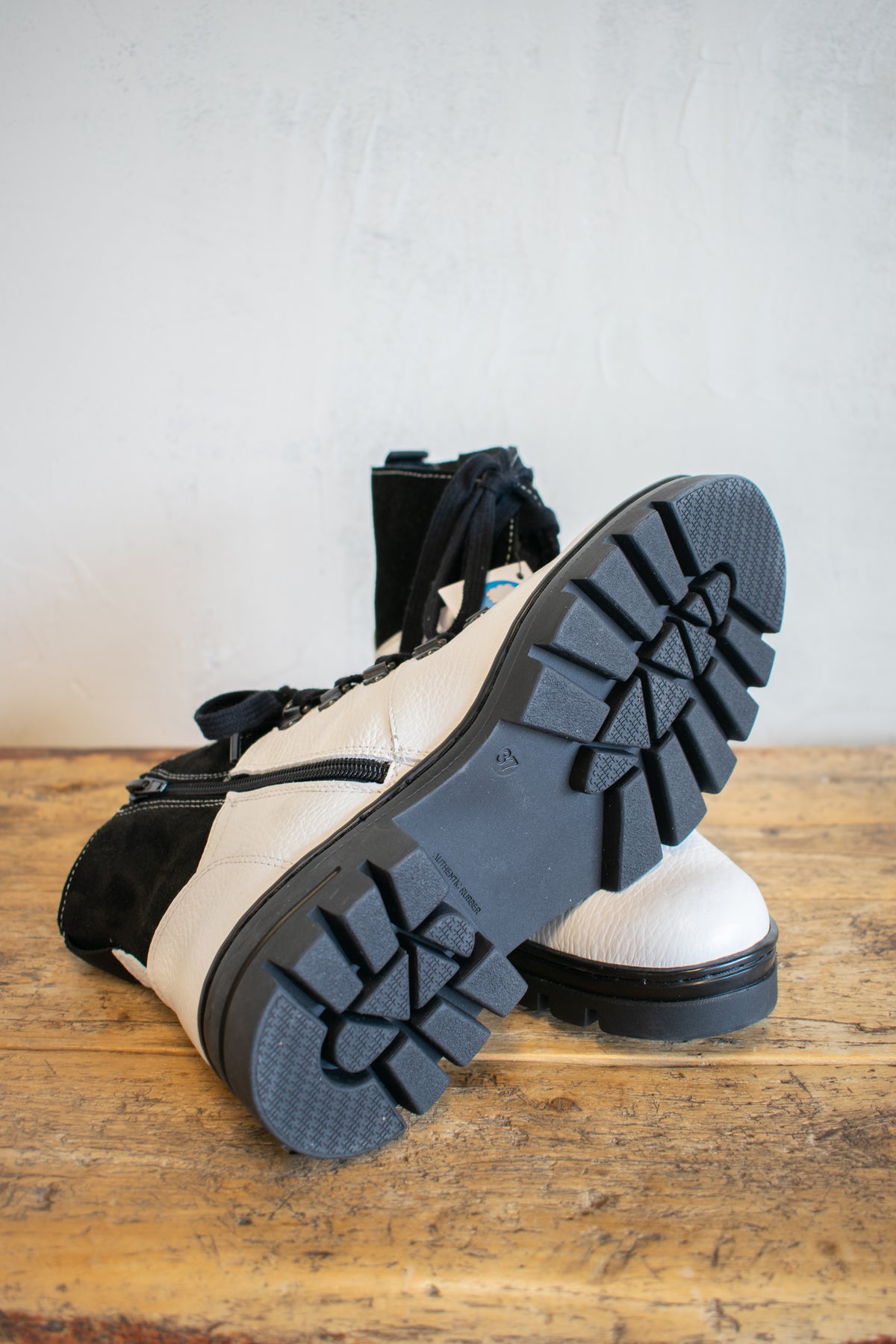 Eric Michael; Black and White Lace Up Boot
