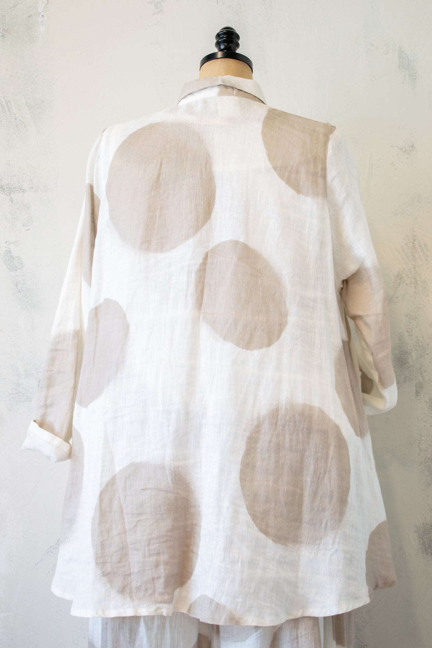 Ralston; A-line Hi-Lo Polka Dot Button Up