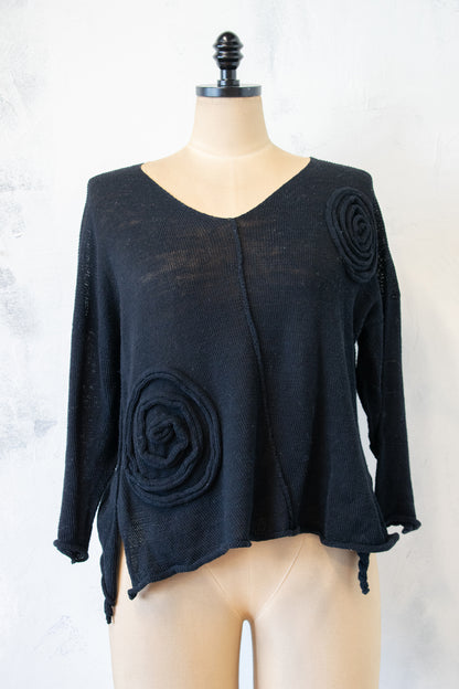 Krista Larson; Spiral Sweater in Black