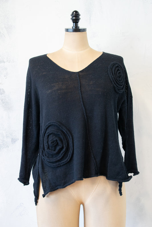 Krista Larson; Spiral Sweater in Black