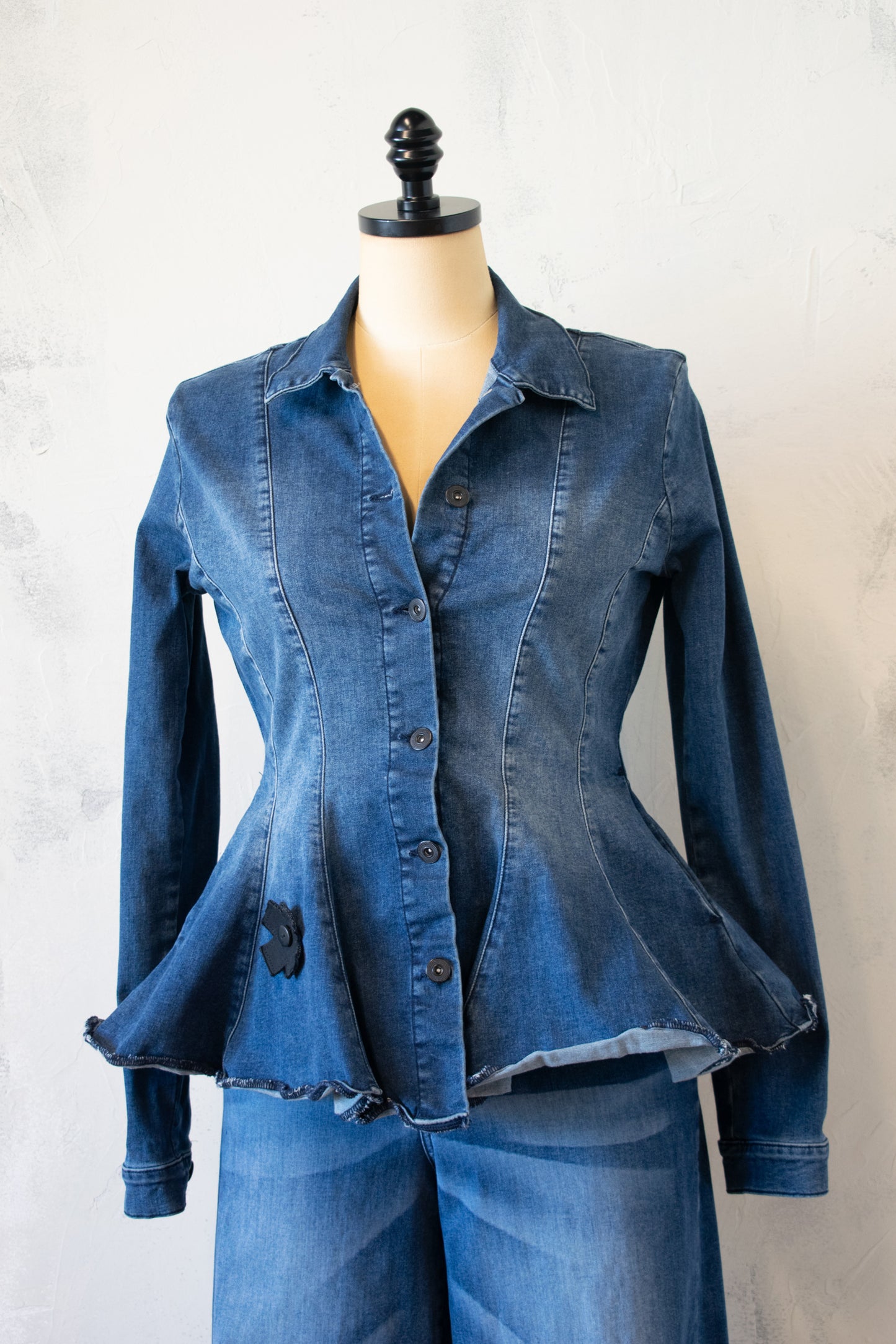 PLU: Peplum Stretch Denim Jacket