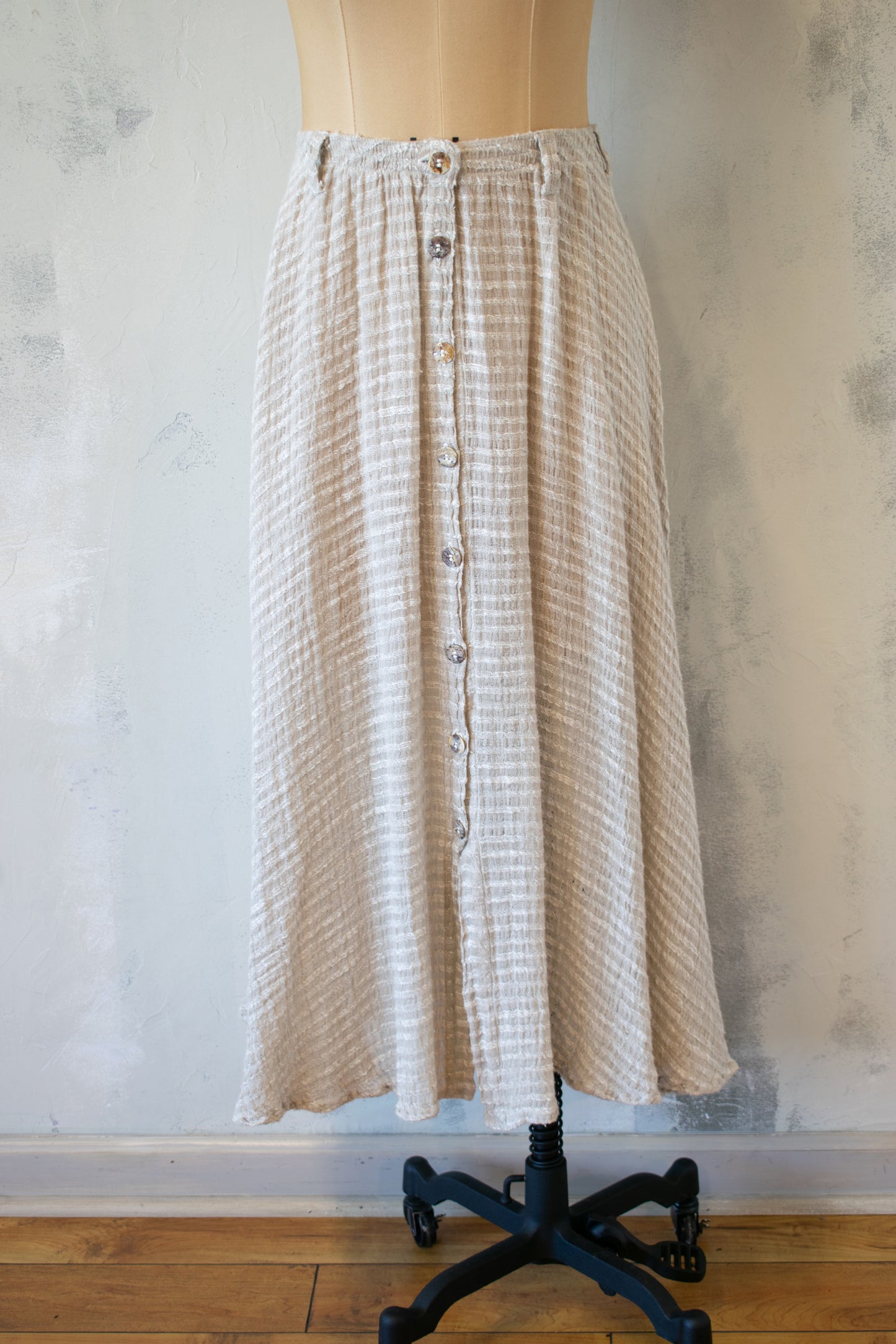 Bottega Di Brunella: Cotton/Linen Full Skirt with Button Front