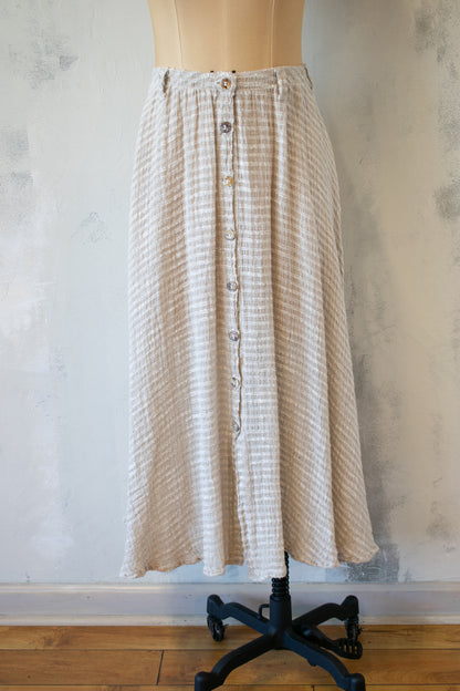 Bottega Di Brunella: Cotton/Linen Full Skirt with Button Front